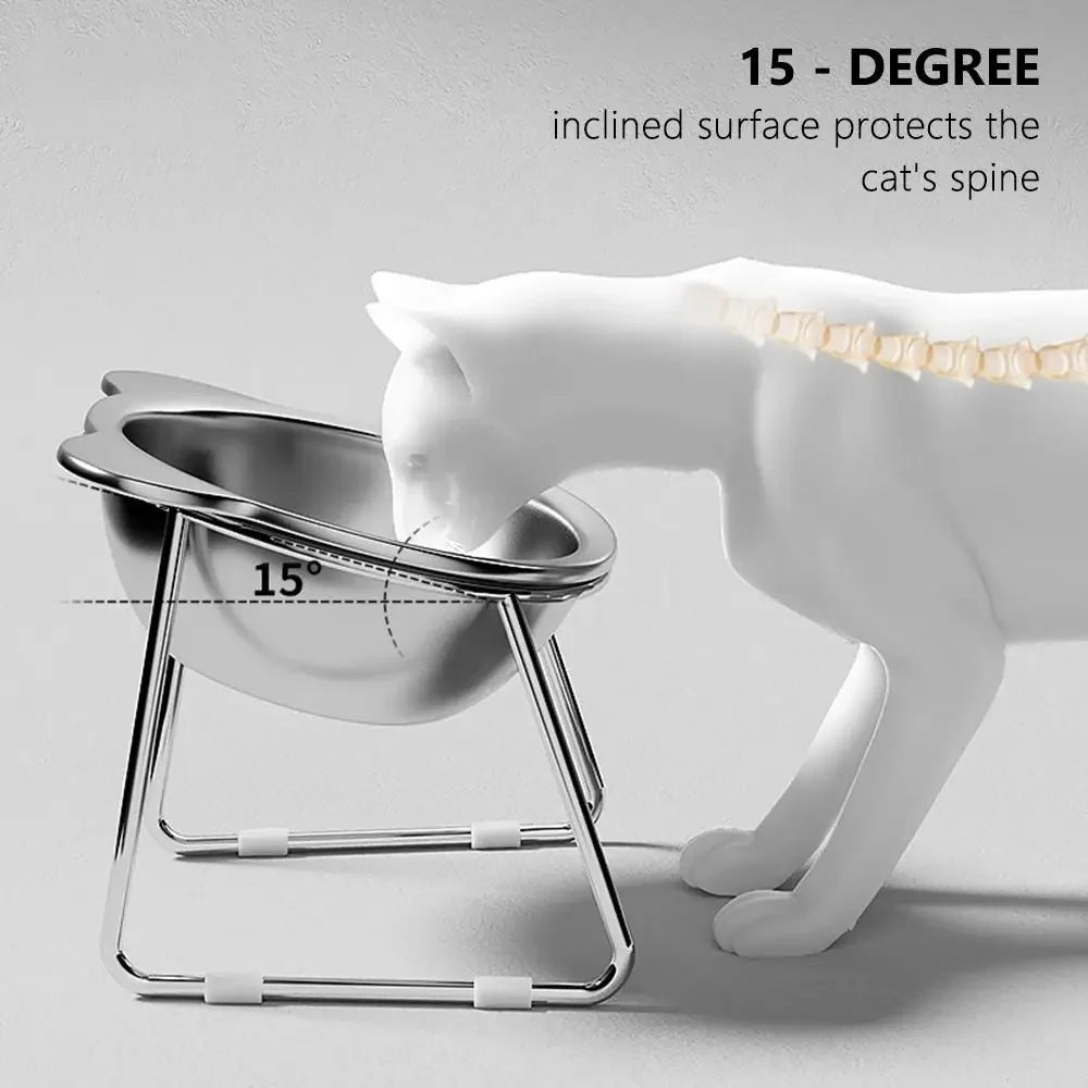 Comedero Elevado de Acero Inoxidable 304 para Gatos y Cachorros — Diseño Inclinado 15°