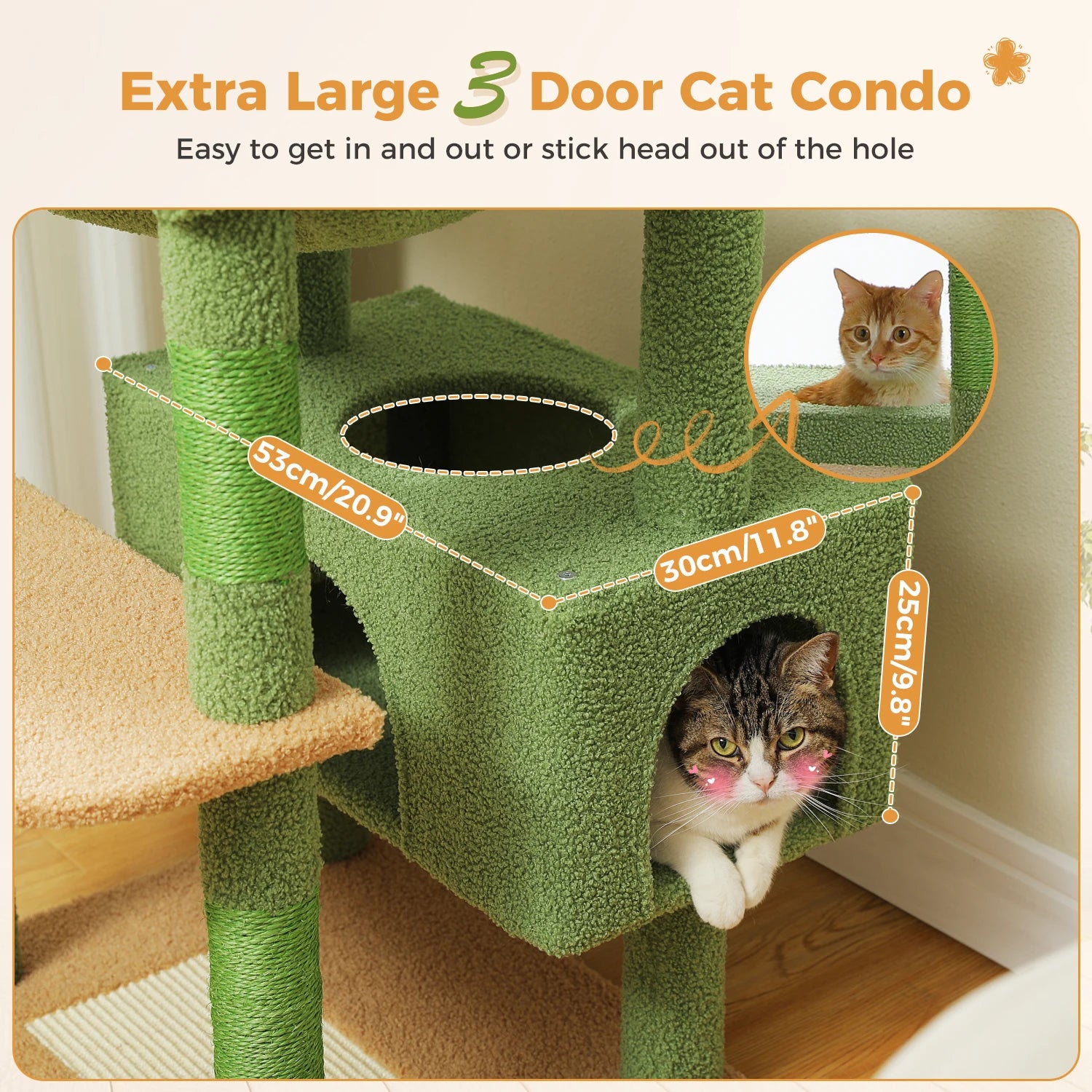 Árbol Rascador Multinivel para Gatos con Postes Rascadores, Hamaca, Casita, Percha Espaciosa y Bolas Colgantes para Gatos de Interior