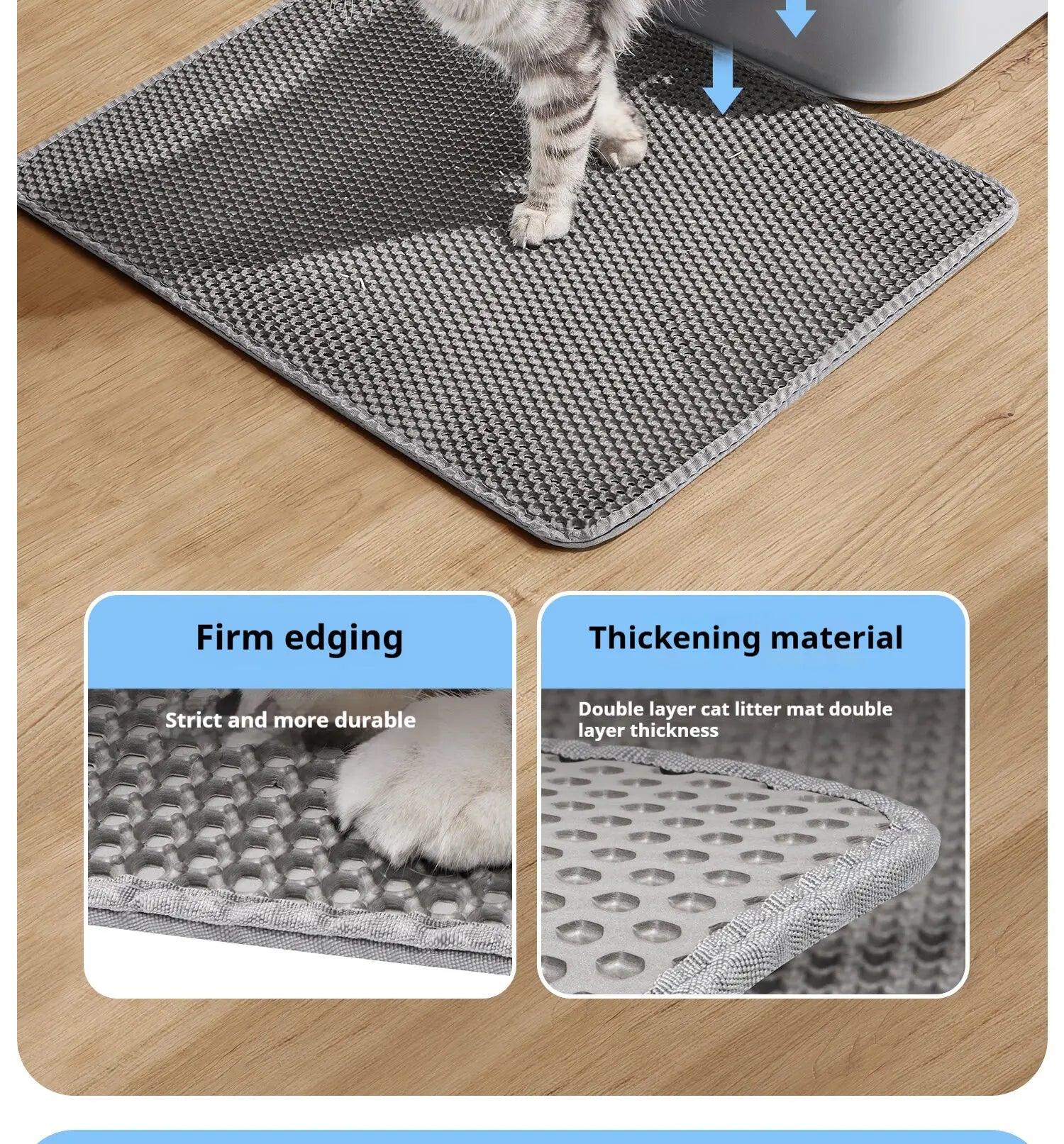 Alfombra para Arenero de Gatos, Impermeable Doble Capa, Antideslizante y Lavable para Mascotas