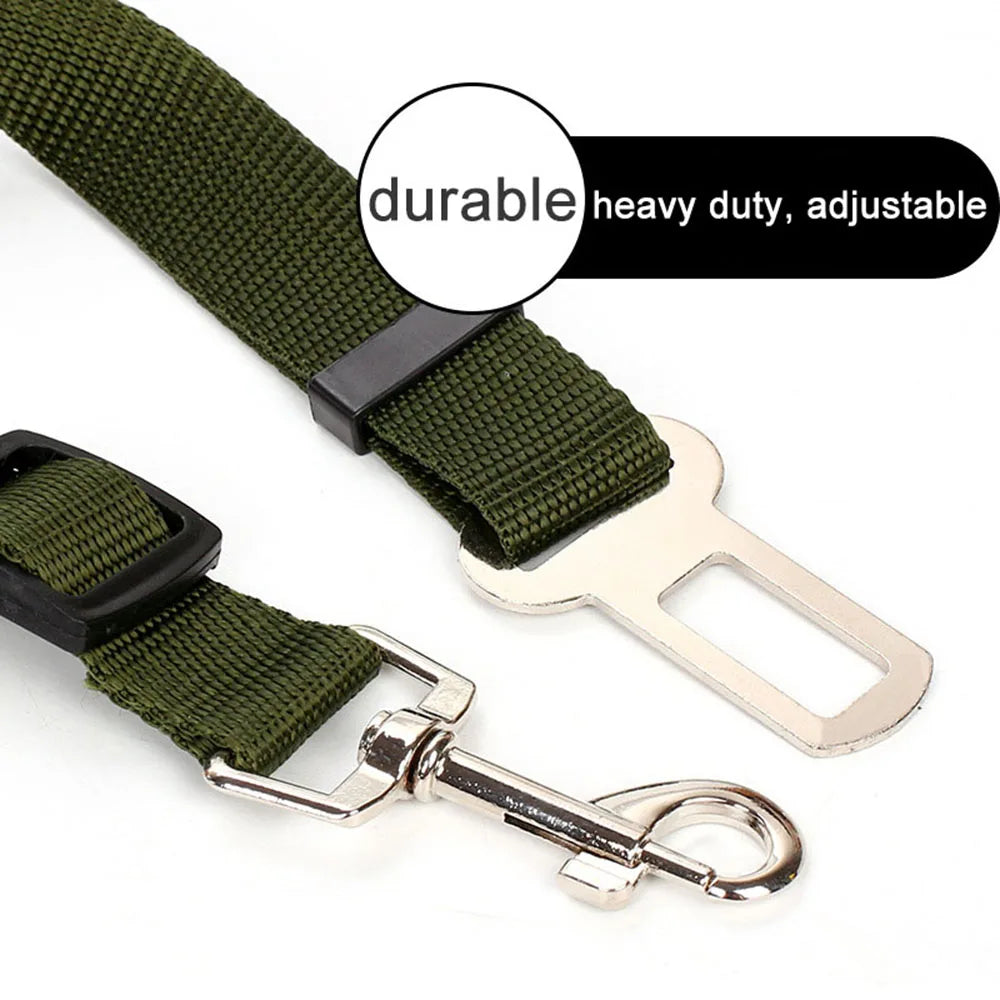 Cinturón de Seguridad Ajustable para Perros en el Coche — Nylon Reflectante y Elástico | 21 Colores