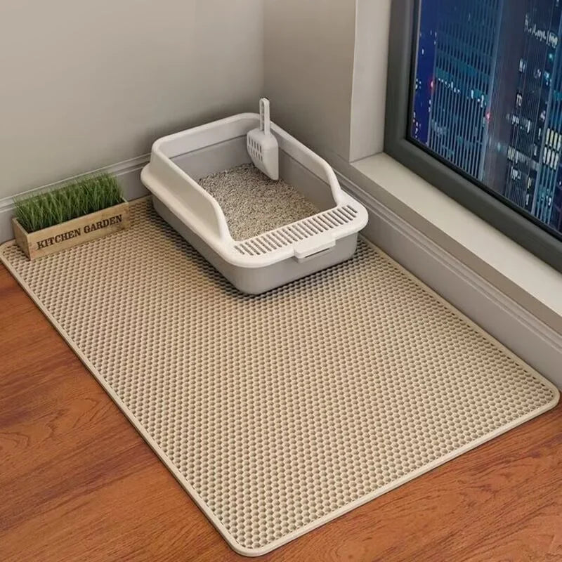 Alfombra para Arenero de Gatos, Impermeable Doble Capa, Antideslizante y Lavable para Mascotas