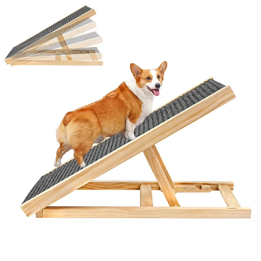 Rampa de Madera Ajustable para Perros y Gatos