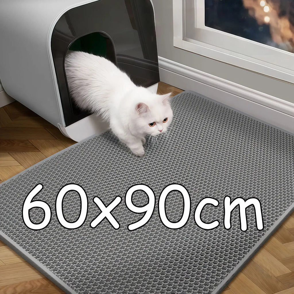 Alfombra para Arenero de Gatos, Impermeable Doble Capa, Antideslizante y Lavable para Mascotas