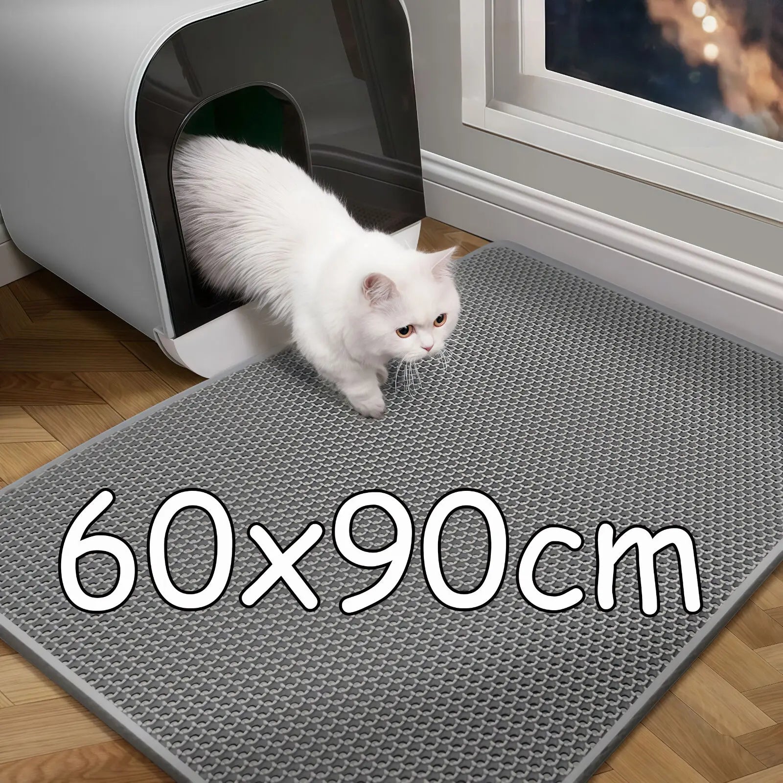 Alfombra para Arenero de Gatos, Impermeable Doble Capa, Antideslizante y Lavable para Mascotas
