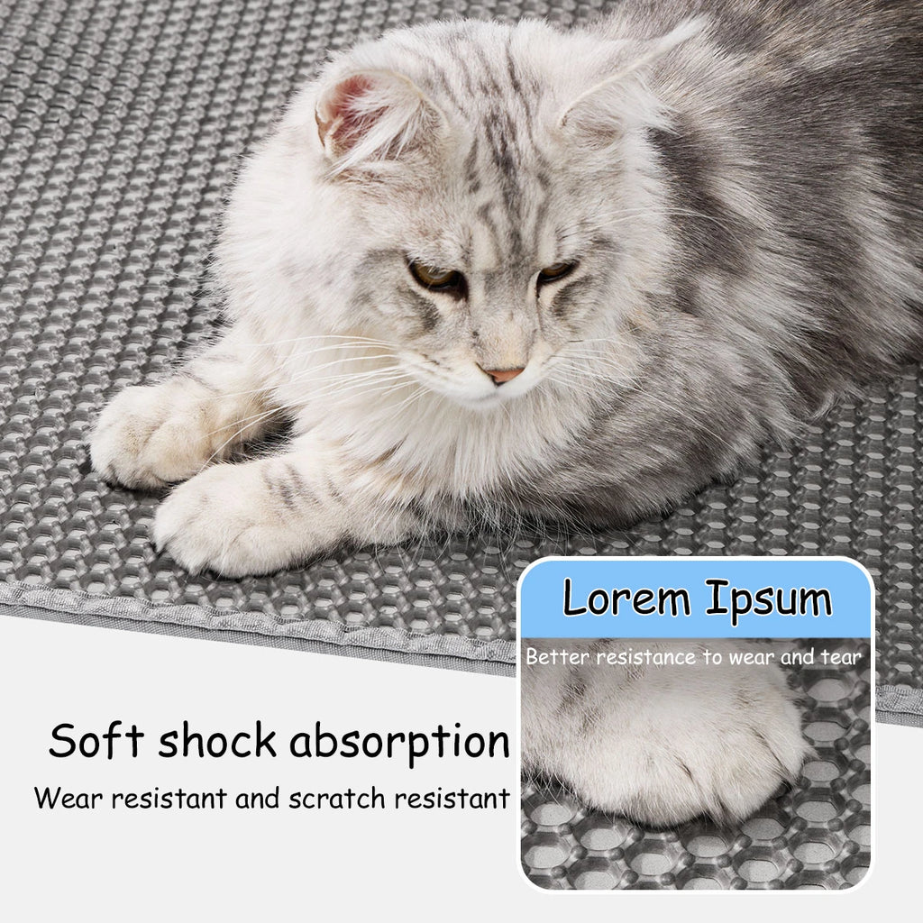 Alfombra para Arenero de Gatos, Impermeable Doble Capa, Antideslizante y Lavable para Mascotas