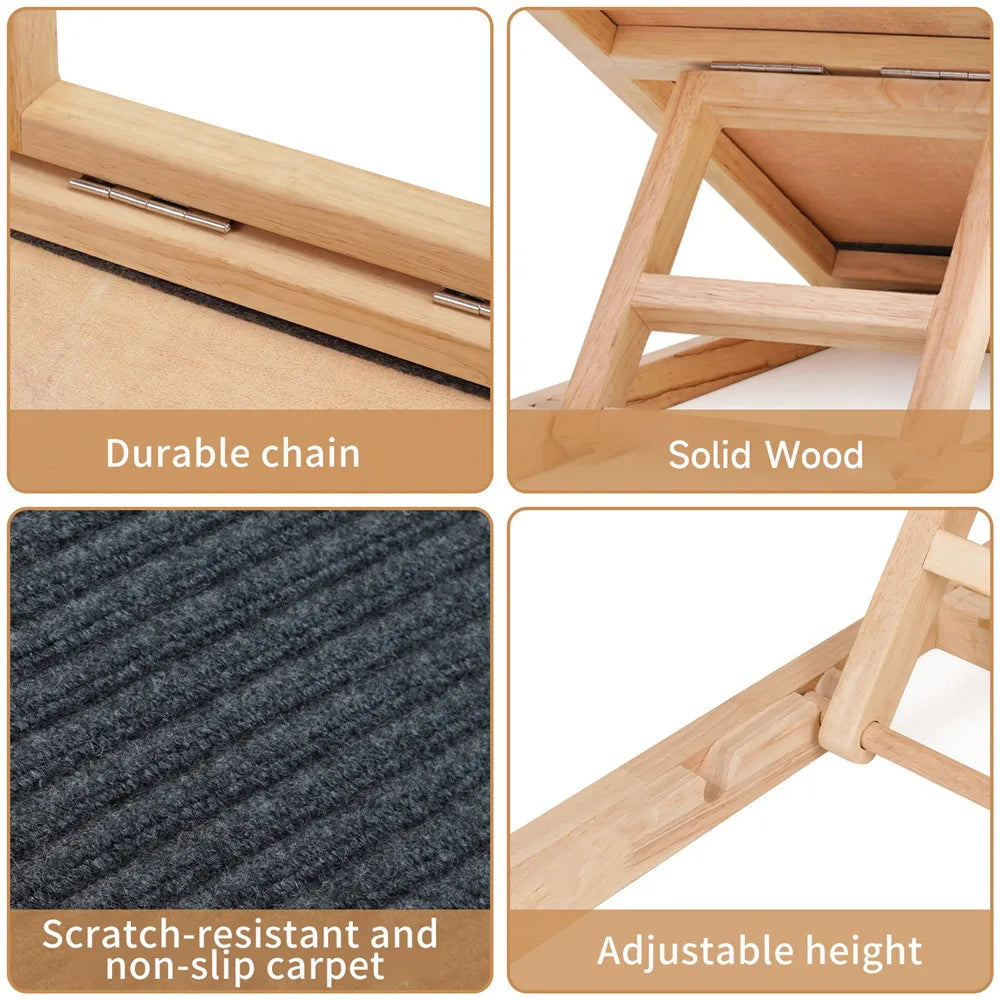 Rampa de Madera Ajustable para Perros y Gatos