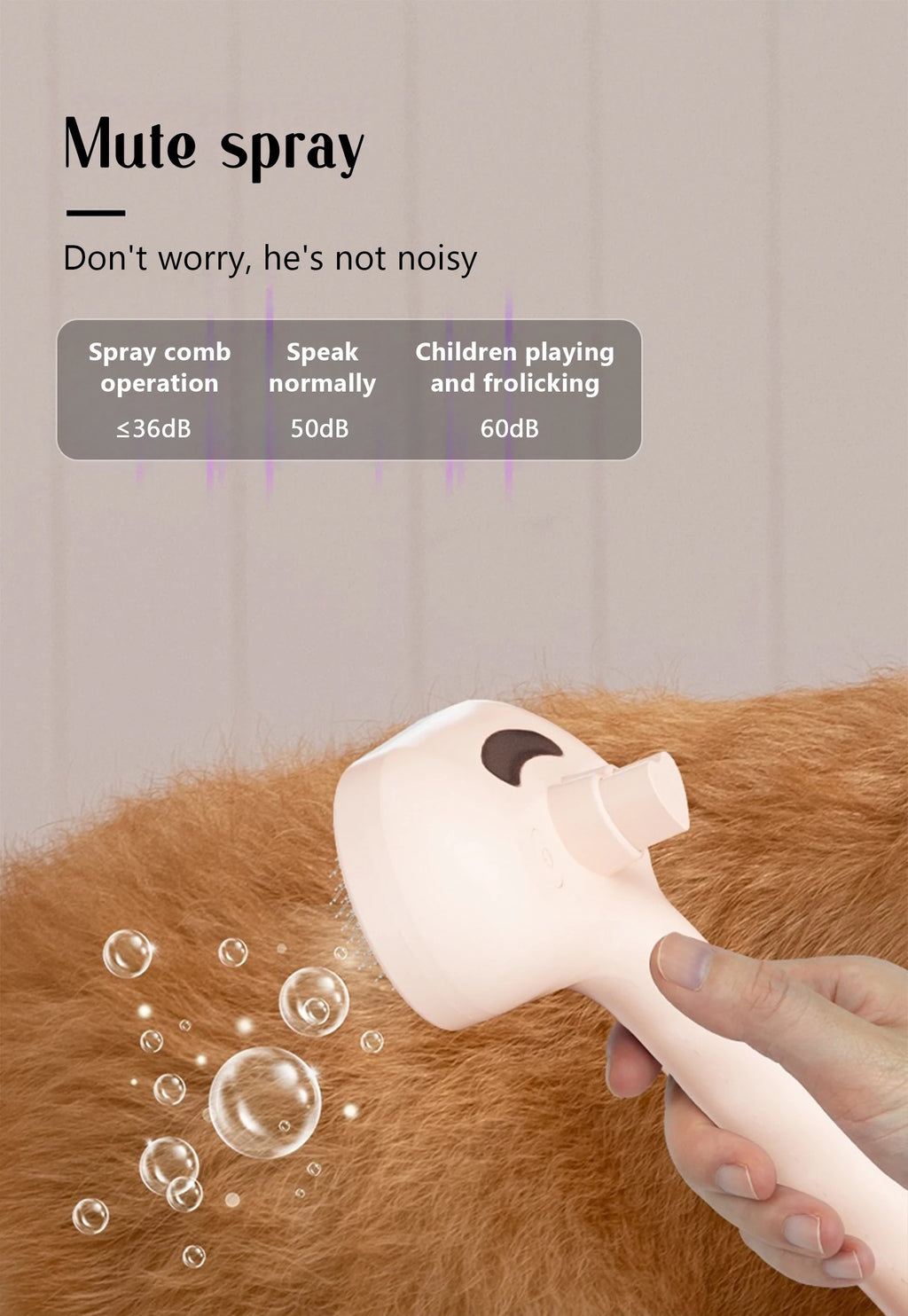Cepillo Vaporizador con Spray para Perros y Gatos - 2 en 1 Masaje y Cepillado Recargable USB