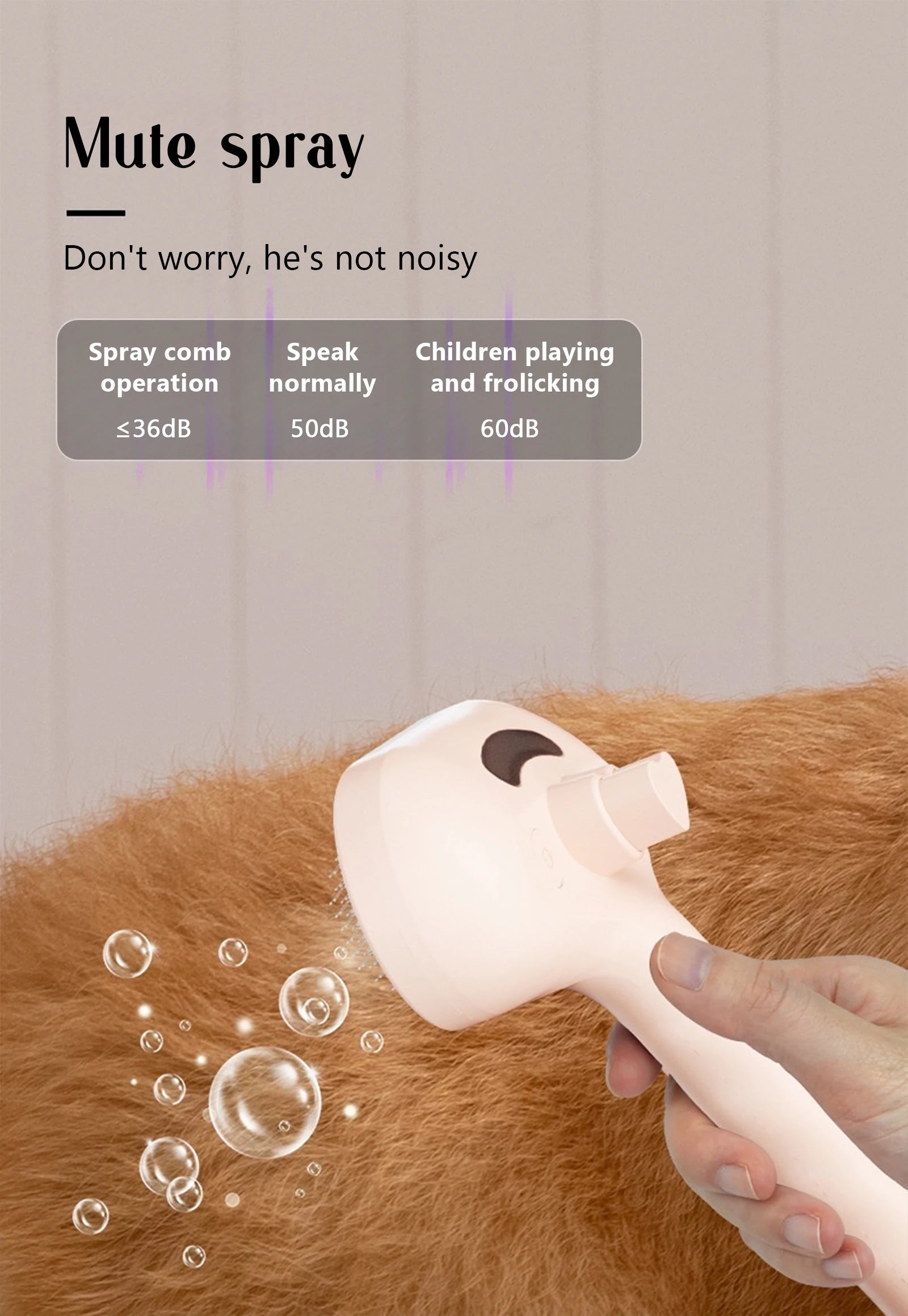 Cepillo Vaporizador con Spray para Perros y Gatos - 2 en 1 Masaje y Cepillado Recargable USB