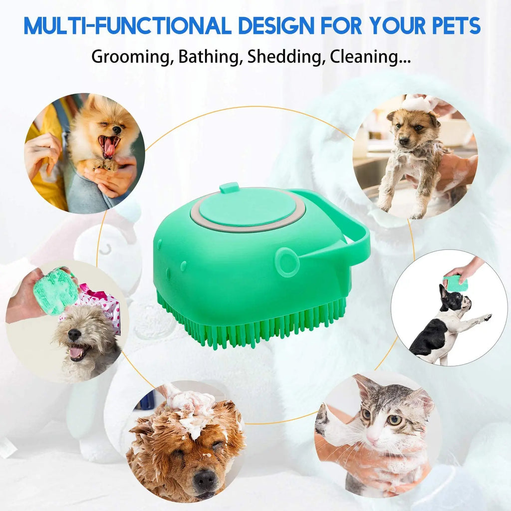 Cepillo de Baño para Perros y Gatos con Dispensador de Champú 80ml