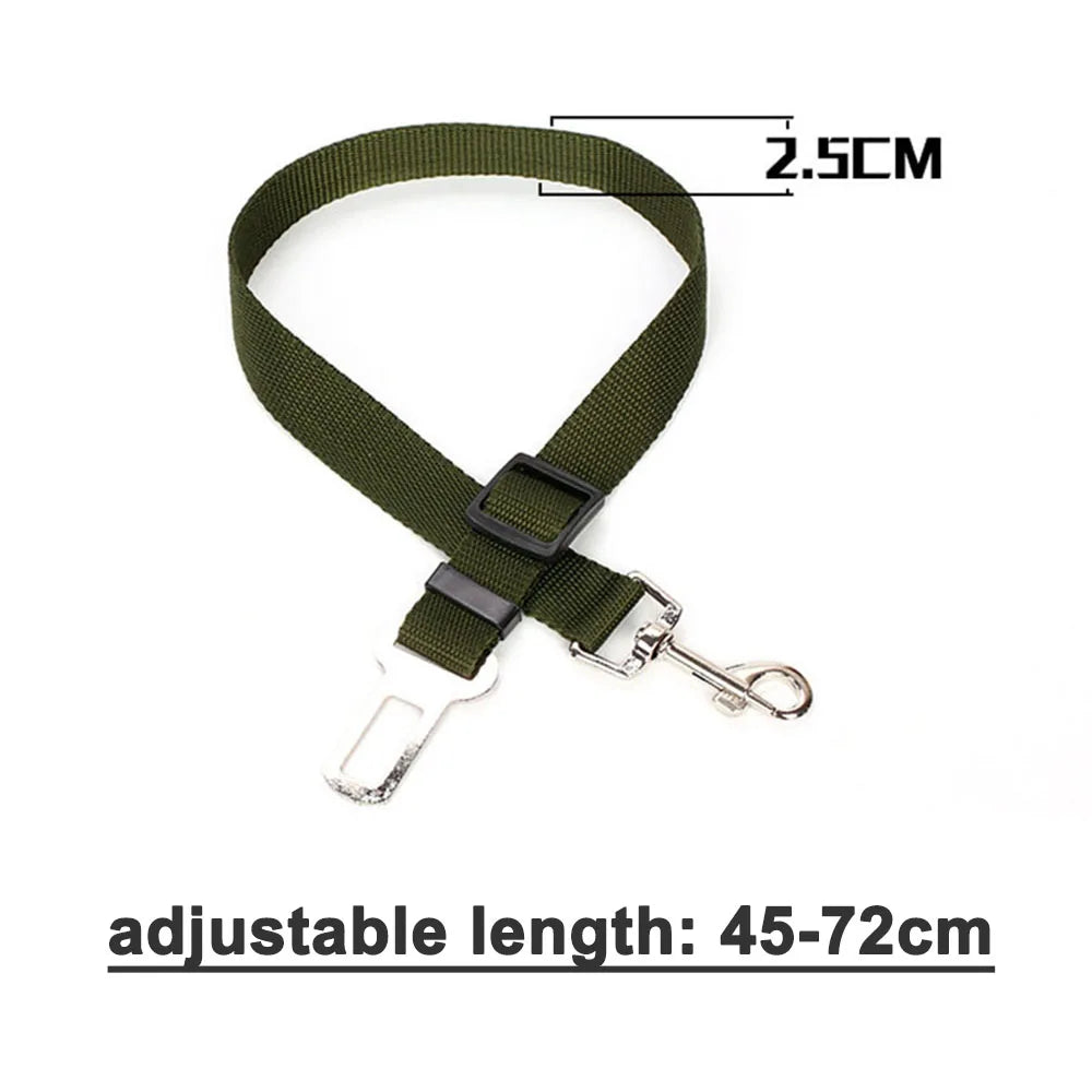 Cinturón de Seguridad Ajustable para Perros en el Coche — Nylon Reflectante y Elástico | 21 Colores