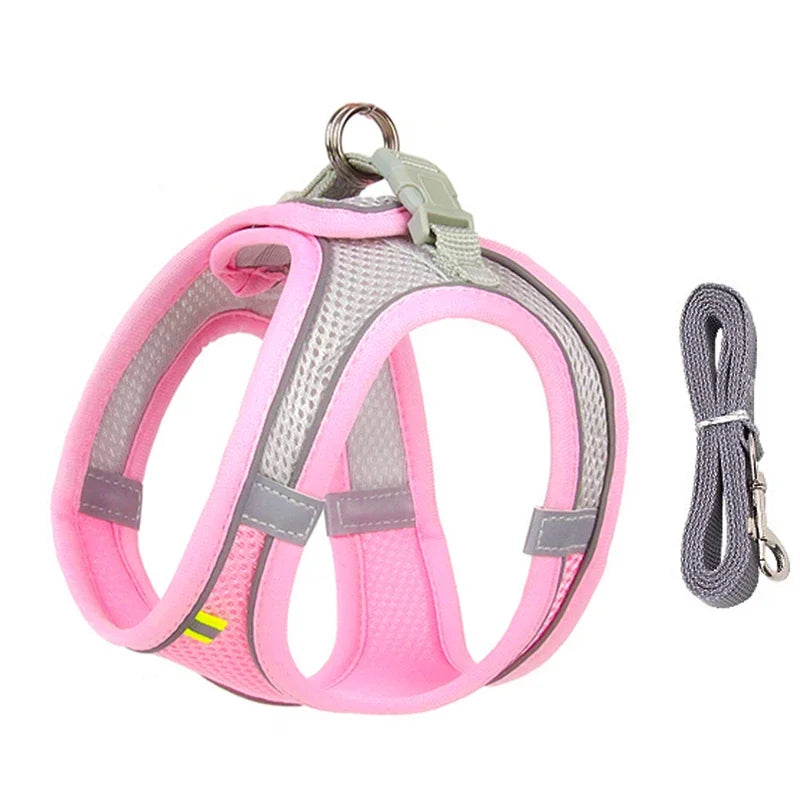Arnés Ajustable con Correa para Perros y Gatos Pequeños — Reflectante y Transpirable | 7 Colores