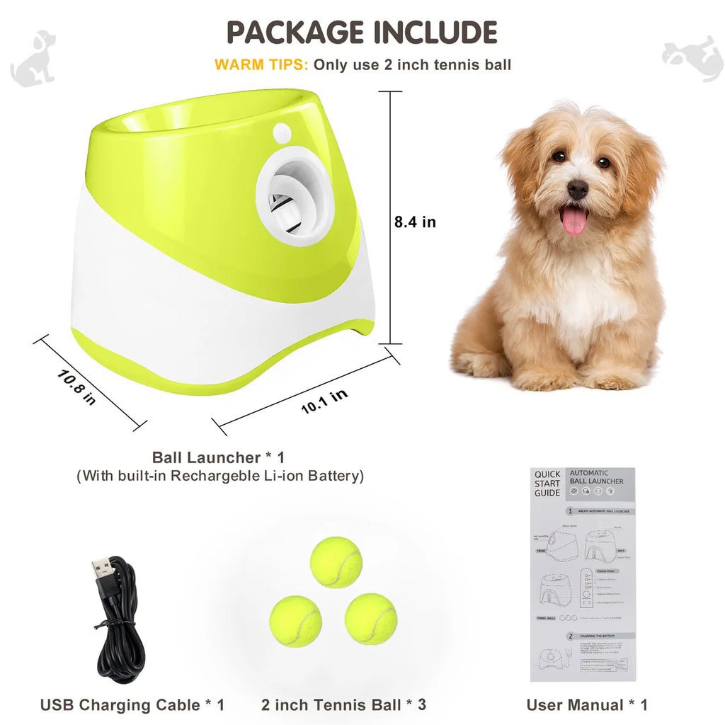 Lanzador Automático de Pelotas para Perros con 3 Pelotas de Tenis