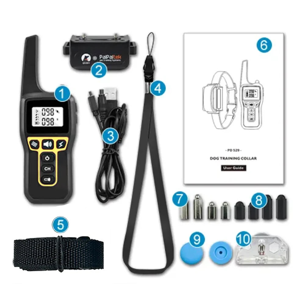 Collar de Adiestramiento para Perros 1000 m – Antiladridos, Impermeable y Recargable con Mando a Distancia | PaiPaitek PD529-1