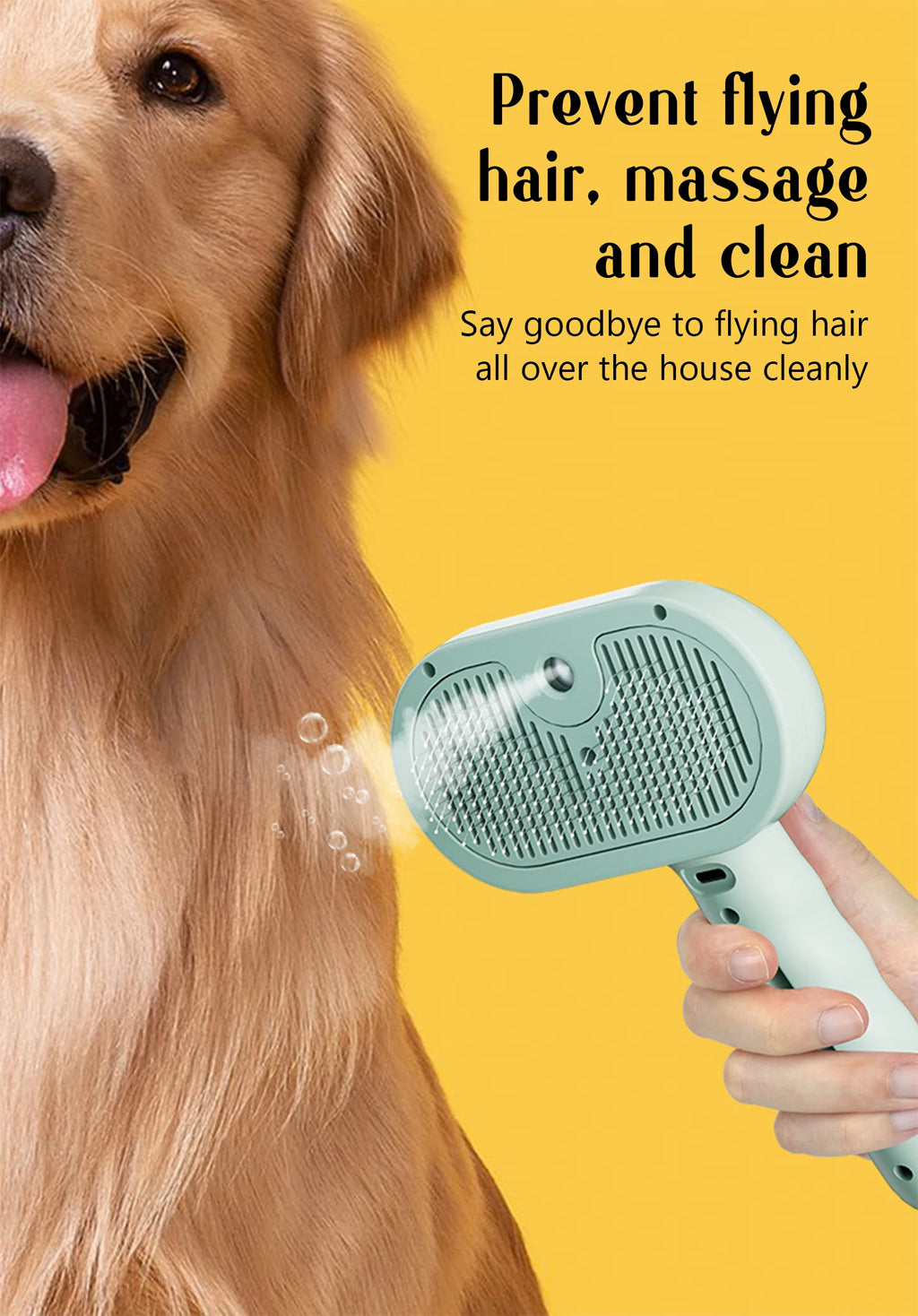 Cepillo Vaporizador con Spray para Perros y Gatos - 2 en 1 Masaje y Cepillado Recargable USB
