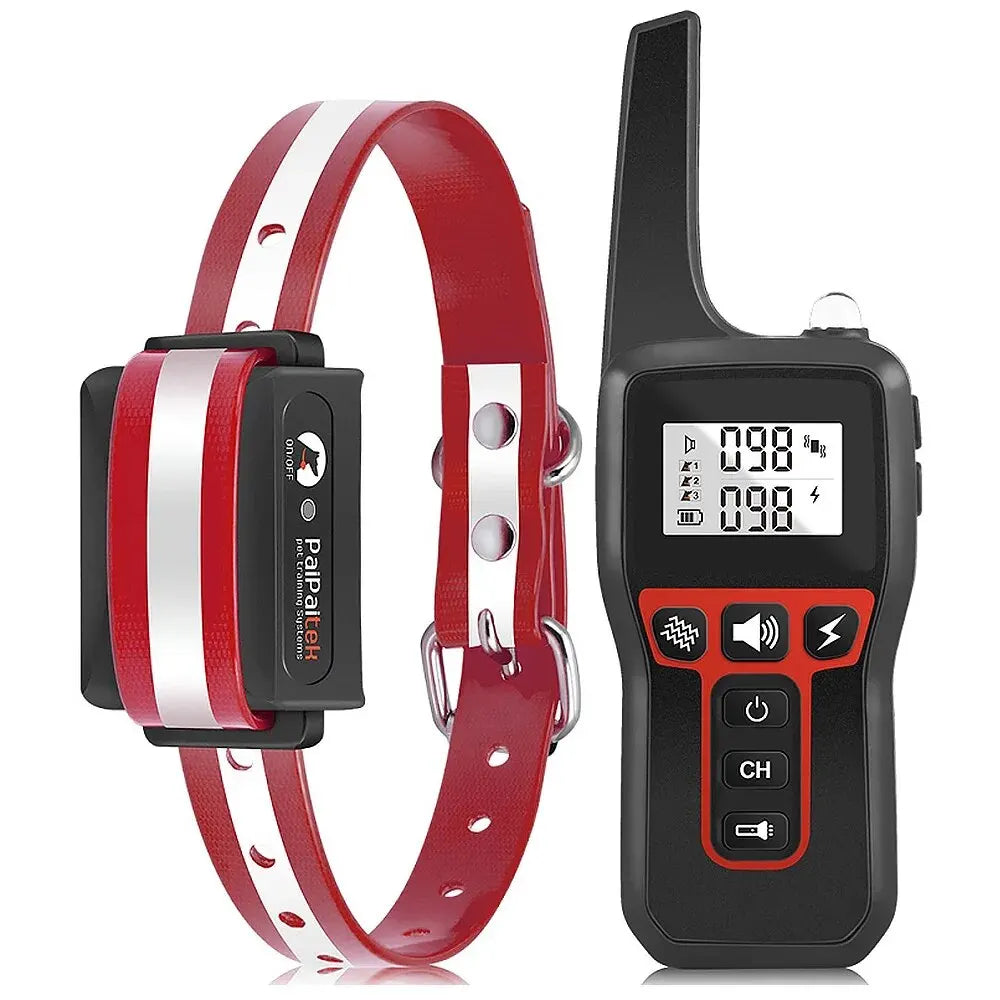Collar de Adiestramiento para Perros 1000 m – Antiladridos, Impermeable y Recargable con Mando a Distancia | PaiPaitek PD529-1