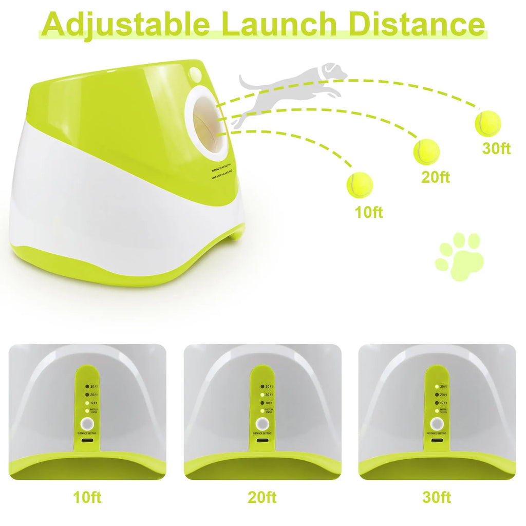 Lanzador Automático de Pelotas para Perros con 3 Pelotas de Tenis