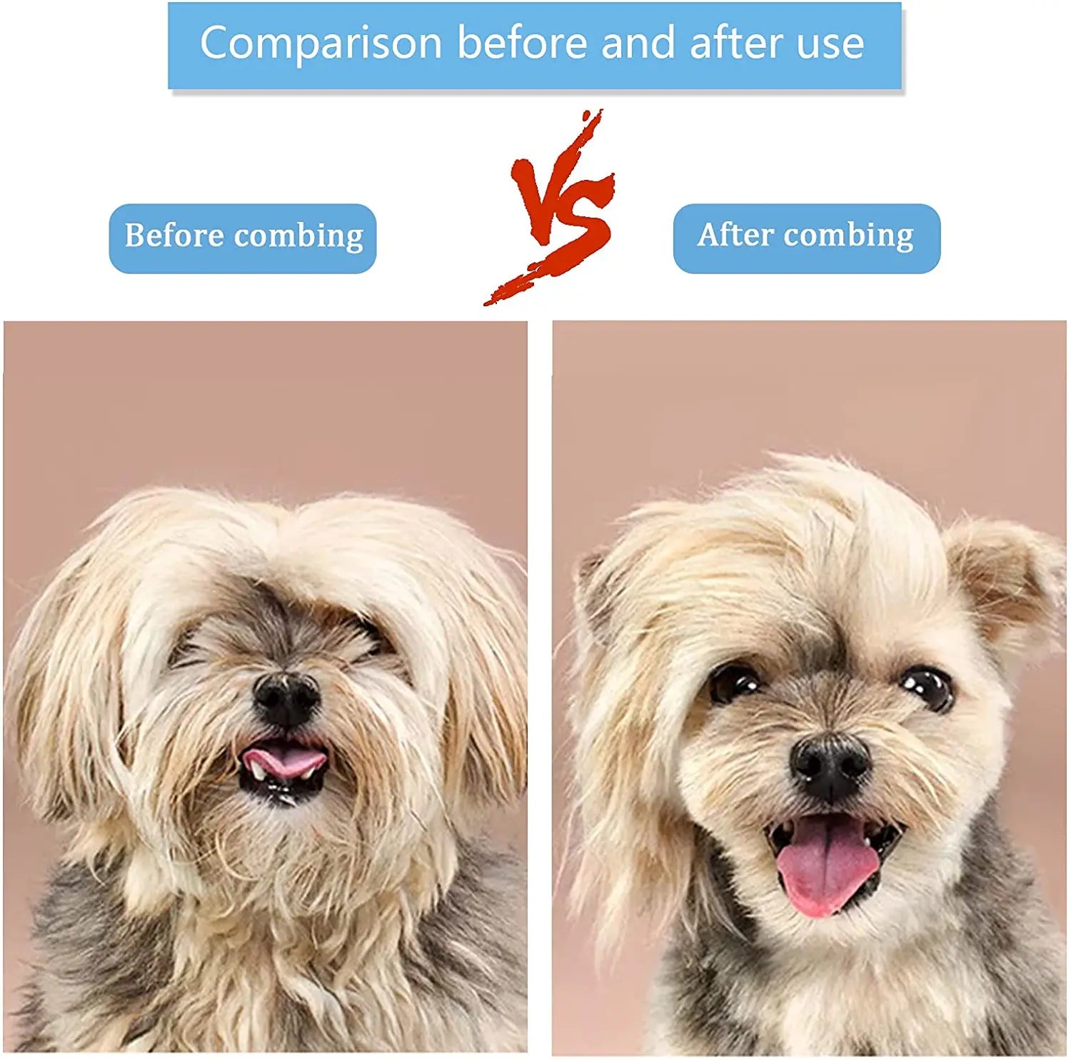 Cepillo quitapelos para perros y gatos – Peine de aseo para pelo largo, limpieza y baño – Accesorios para mascotas