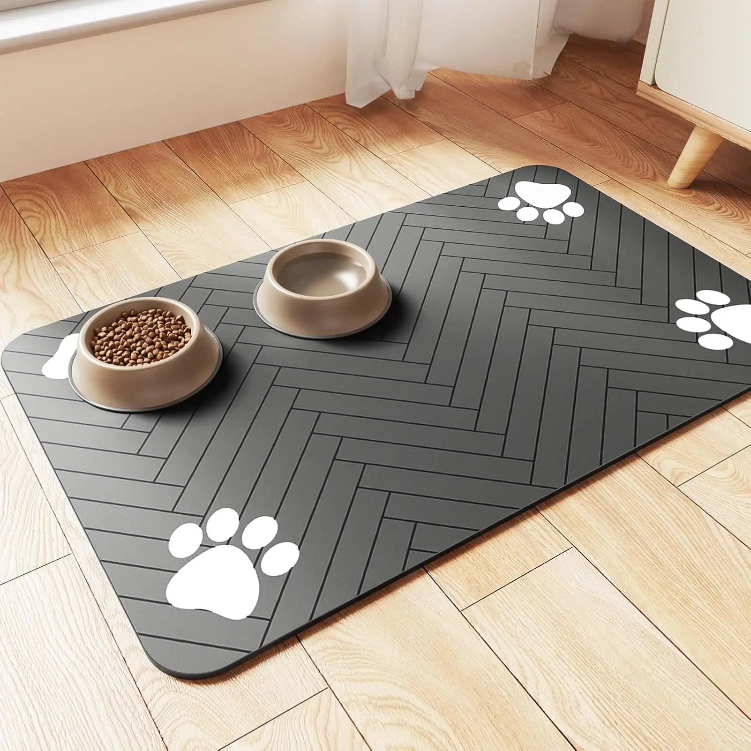 Tapete Absorbente para Comedero de Perros y Gatos — Antideslizante e Impermeable | 3 Tamaños