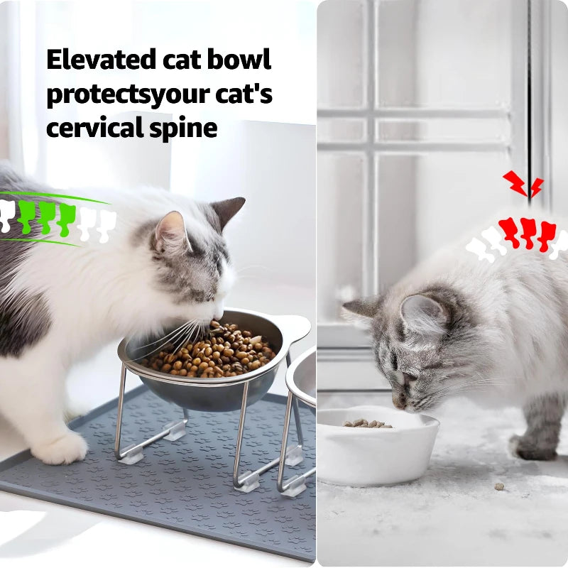 Comedero Elevado de Acero Inoxidable 304 para Gatos y Cachorros — Diseño Inclinado 15°