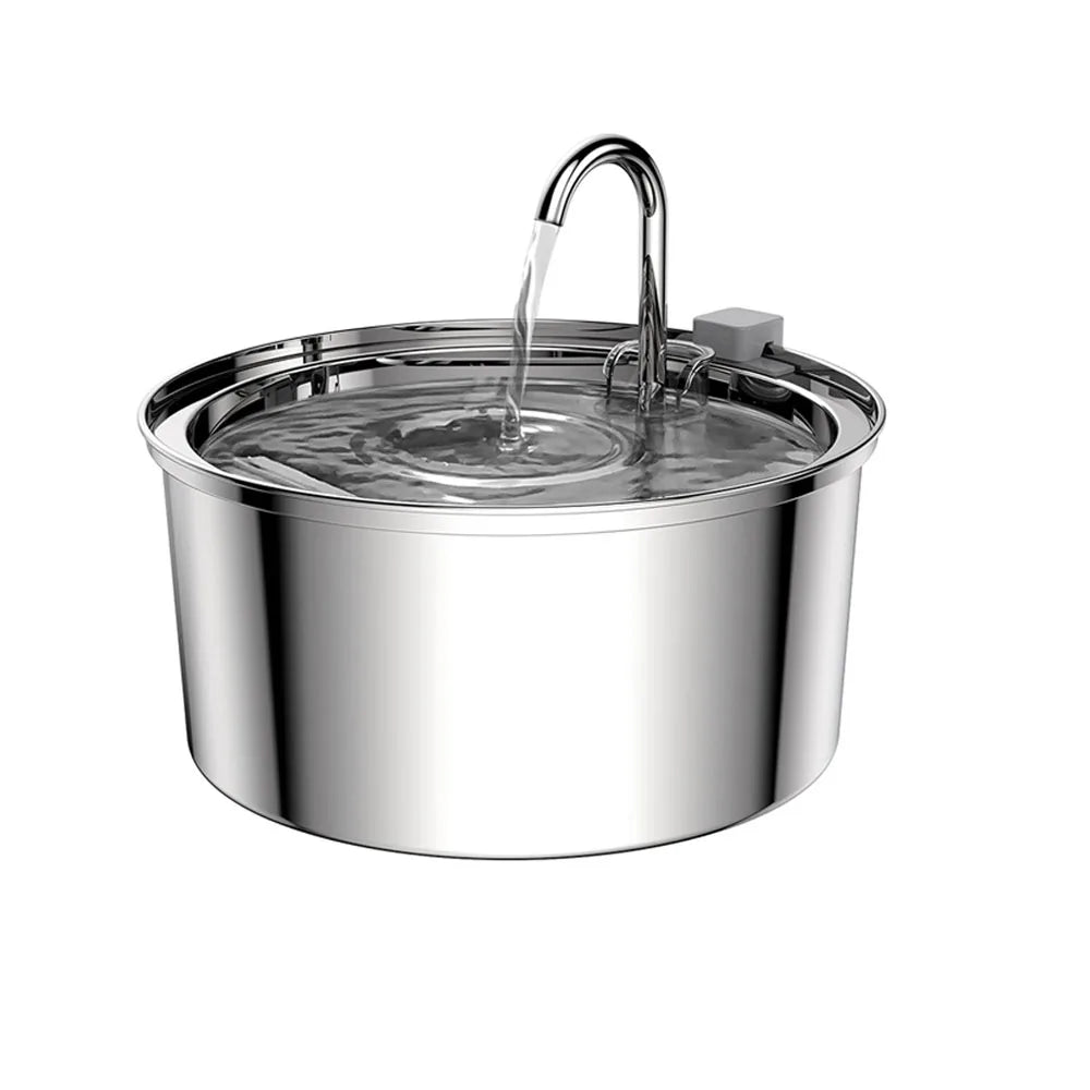 Fuente de Agua para Mascotas de Acero Inoxidable - Bebídero Automático Silencioso con Filtro para Gatos y Perros, USB, 3L