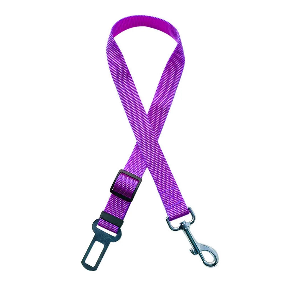 Cinturón de Seguridad Ajustable para Perros en el Coche — Nylon Reflectante y Elástico | 21 Colores