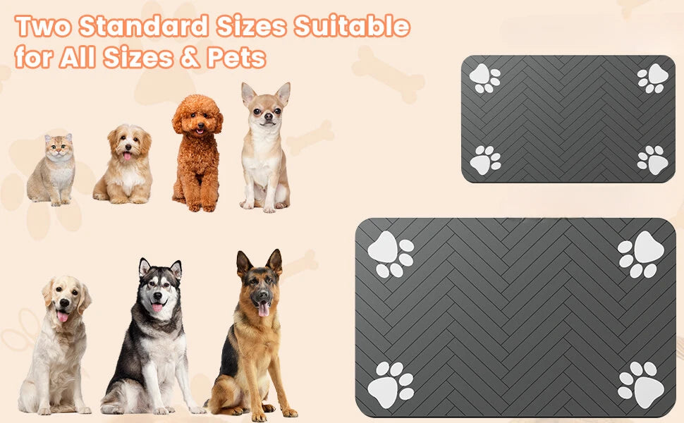 Tapete Absorbente para Comedero de Perros y Gatos — Antideslizante e Impermeable | 3 Tamaños