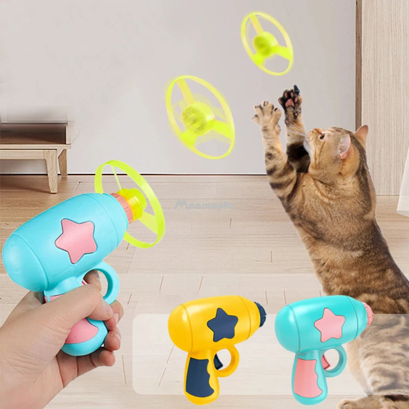 Juguete Interactivo de Discos Voladores para Gatos — Lanzador Mini con 5 Discos