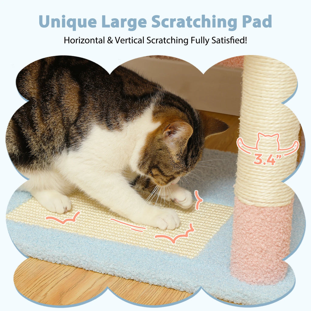 Árbol Rascador Multinivel para Gatos con Postes Rascadores, Hamaca, Casita, Percha Espaciosa y Bolas Colgantes para Gatos de Interior