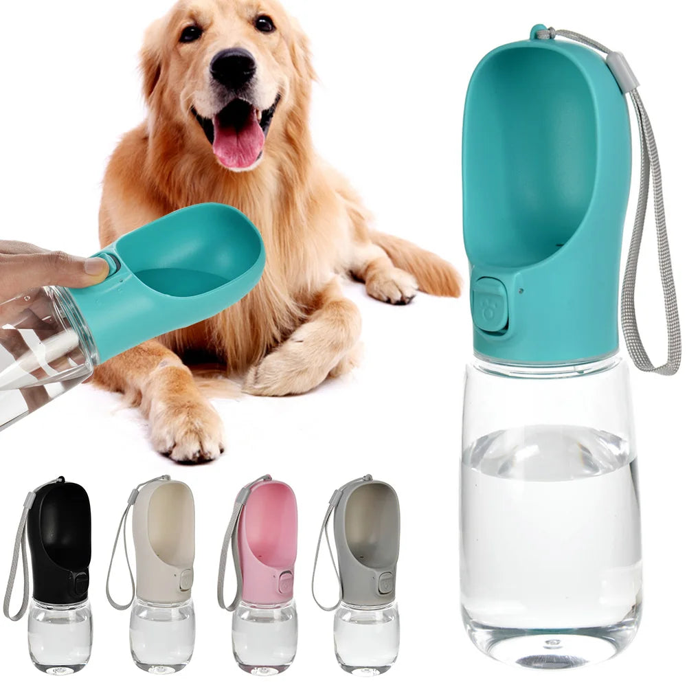Bebedero Portátil para Perros y Gatos - Antigoteo, con Cordón, para Paseos y Viajes