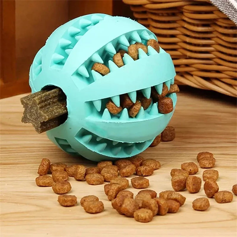 Pelota Interactiva de Goma para Perros - Juguete Mordedor, Limpieza Dental y Dispensador de Snacks