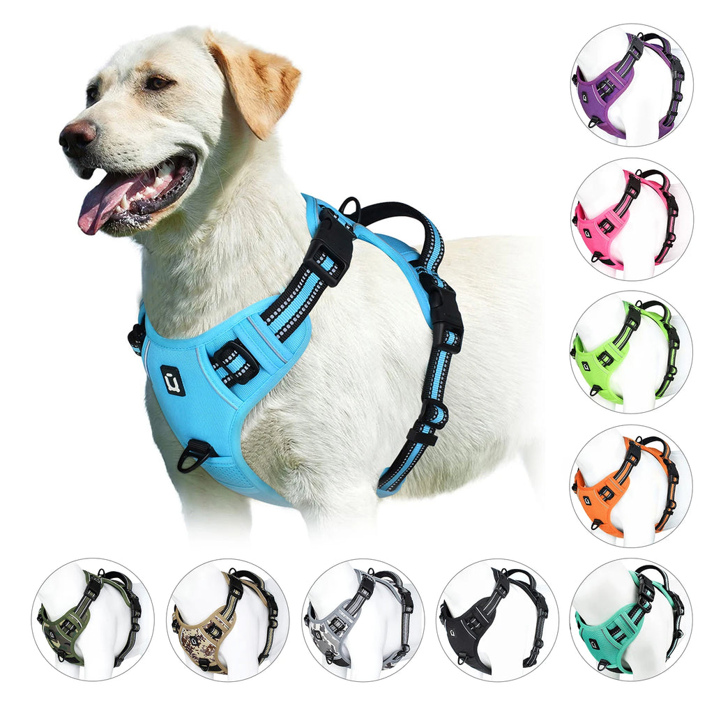Arnés Antitirones para Perros, Chaleco Acolchado Ajustable con Asa de Control Fácil