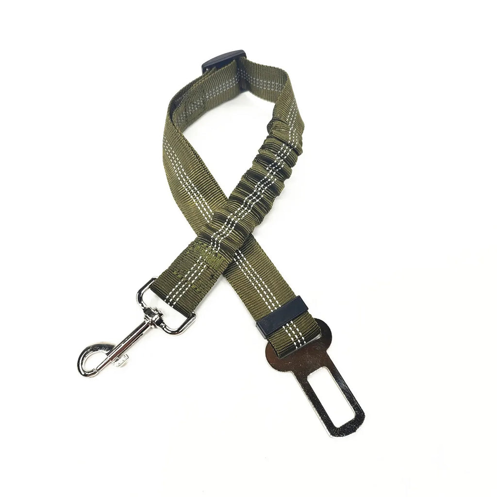 Cinturón de Seguridad Ajustable para Perros en el Coche — Nylon Reflectante y Elástico | 21 Colores
