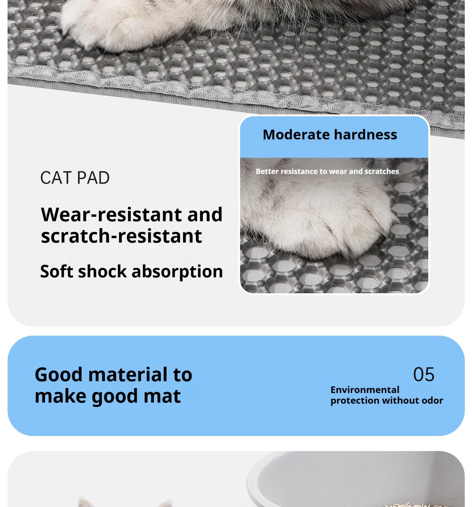 Alfombra para Arenero de Gatos, Impermeable Doble Capa, Antideslizante y Lavable para Mascotas