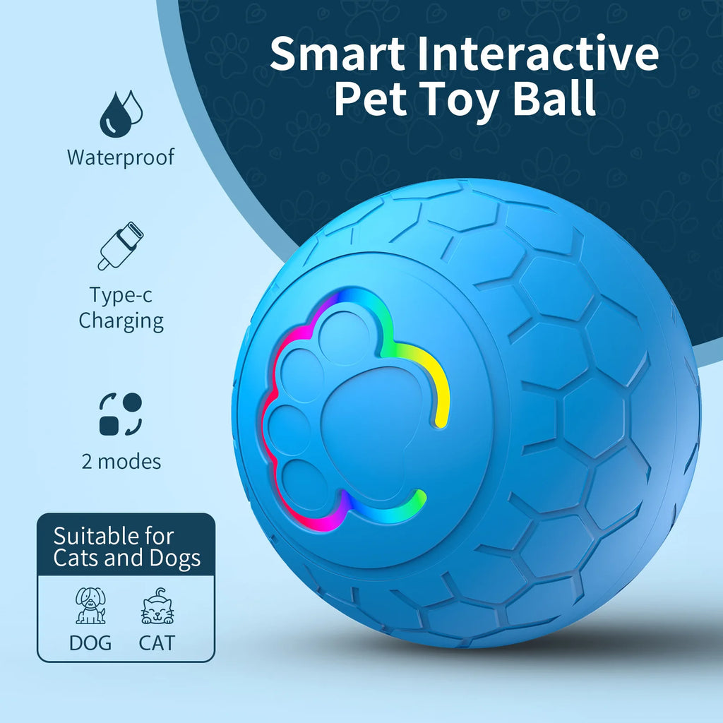 Pelota Inteligente Interactiva para Perros y Gatos - Electrónica, Automática, con Luces RGB y Carga USB