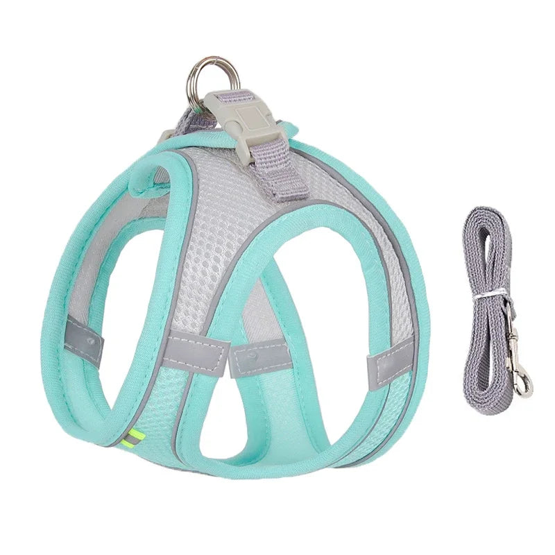 Arnés Ajustable con Correa para Perros y Gatos Pequeños — Reflectante y Transpirable | 7 Colores