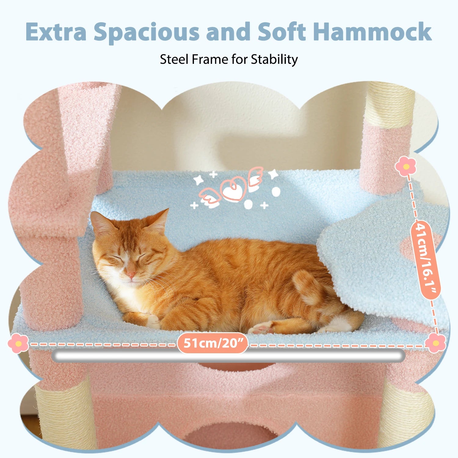 Árbol Rascador Multinivel para Gatos con Postes Rascadores, Hamaca, Casita, Percha Espaciosa y Bolas Colgantes para Gatos de Interior