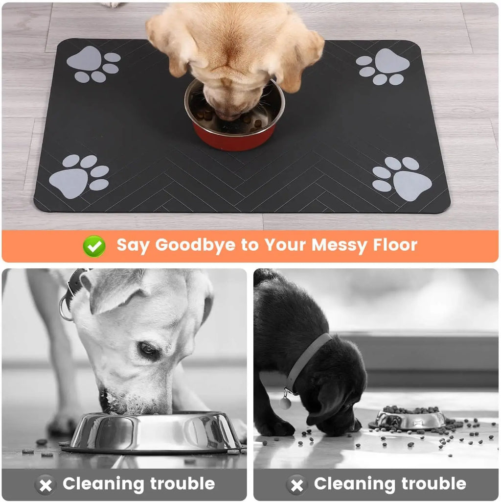 Tapete Absorbente para Comedero de Perros y Gatos — Antideslizante e Impermeable | 3 Tamaños