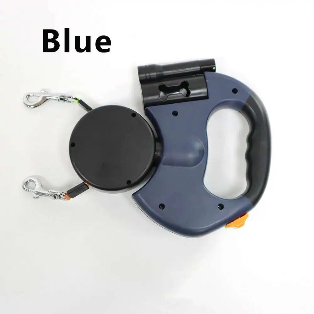 Correa Extensible Doble para Perros 3m con Linterna LED y Dispensador de Bolsas