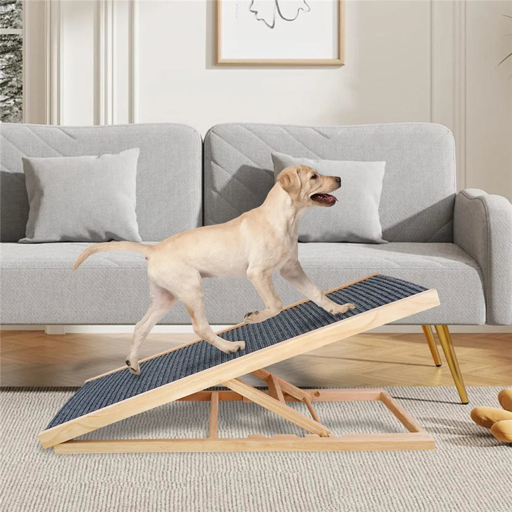 Rampa de Madera Ajustable para Perros y Gatos
