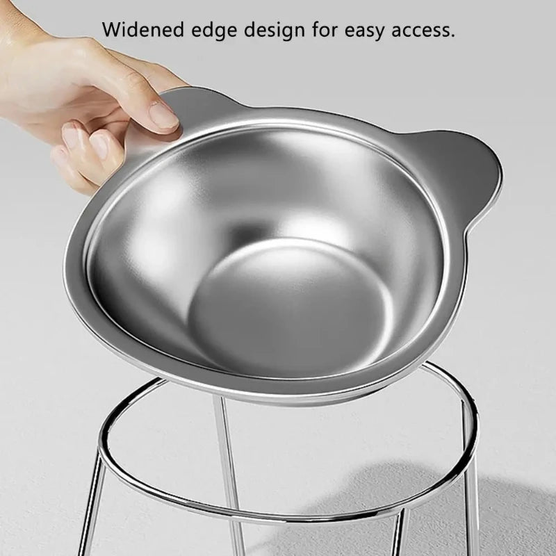 Comedero Elevado de Acero Inoxidable 304 para Gatos y Cachorros — Diseño Inclinado 15°