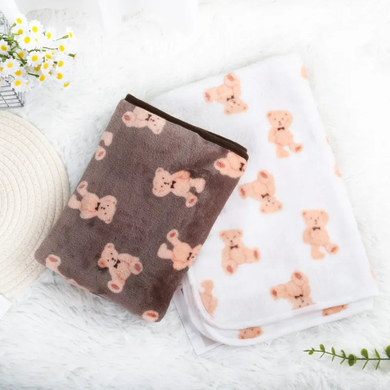 Manta Suave y Esponjosa para Mascotas, Franela con Estampado de Huellas, Cama Cálida y Cómoda para Perros y Gatos