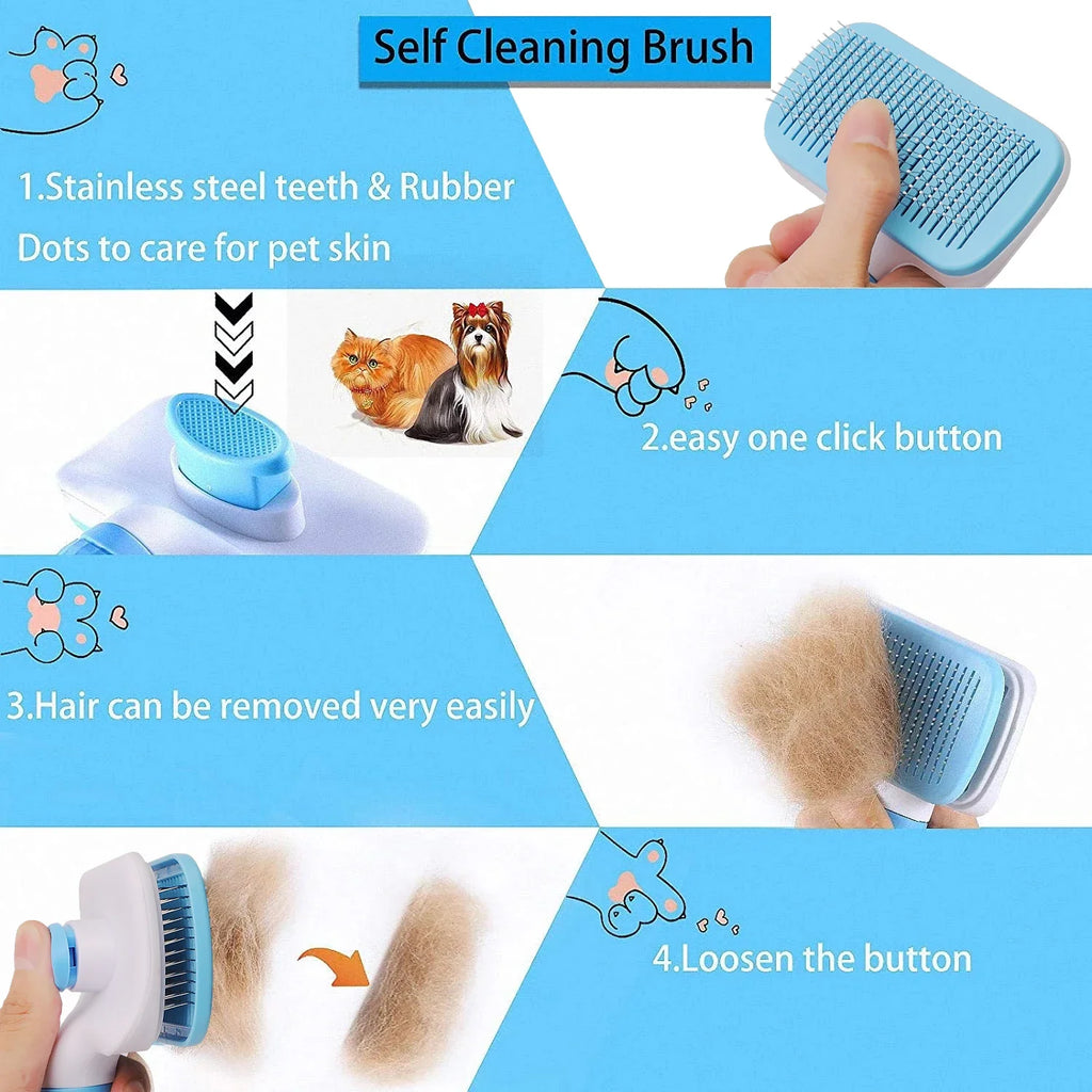 Cepillo quitapelos para perros y gatos – Peine de aseo para pelo largo, limpieza y baño – Accesorios para mascotas