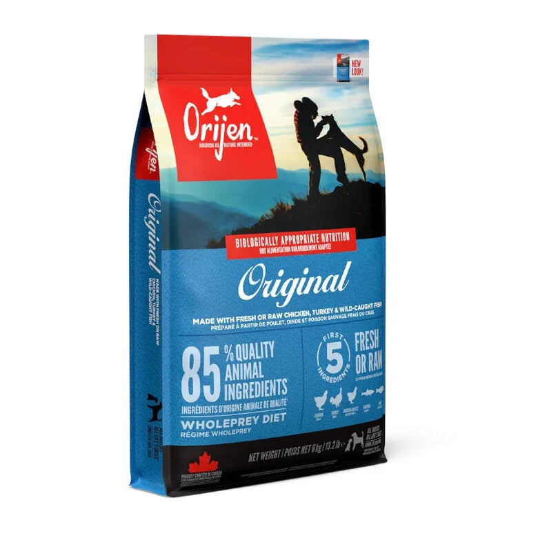 Orijen Original Pienso para Perros Adultos 11,4 kg - Sin Cereales, Ingredientes Naturales, 85% Proteína Animal, Rico en Omega 3 y 6, Ideal para Perros con Sensibilidad Digestiva