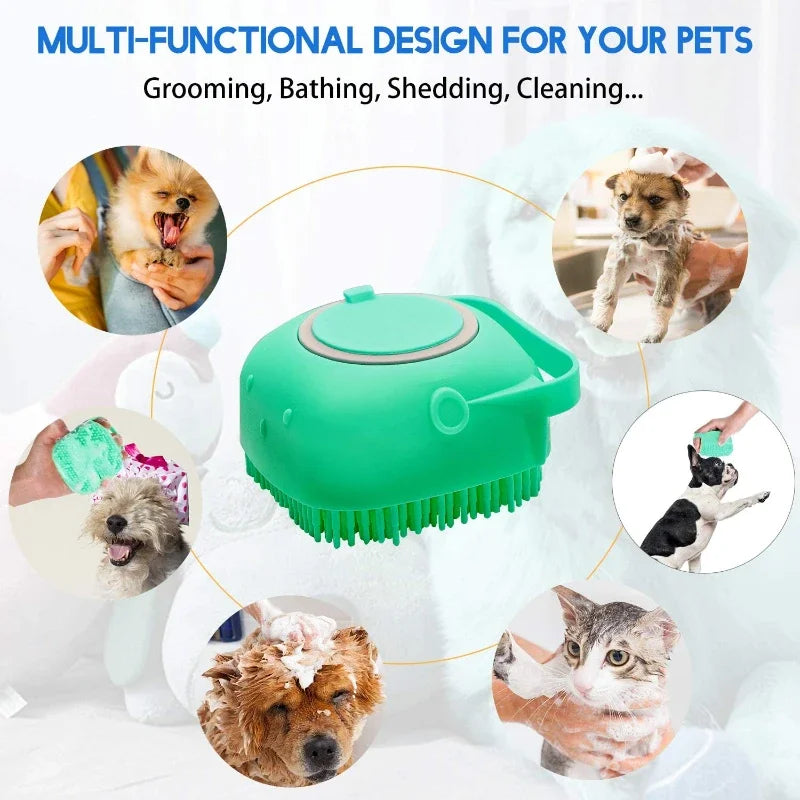 Cepillo de Baño para Perros y Gatos con Dispensador de Champú 80ml