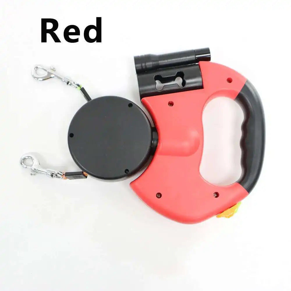 Correa Extensible Doble para Perros 3m con Linterna LED y Dispensador de Bolsas