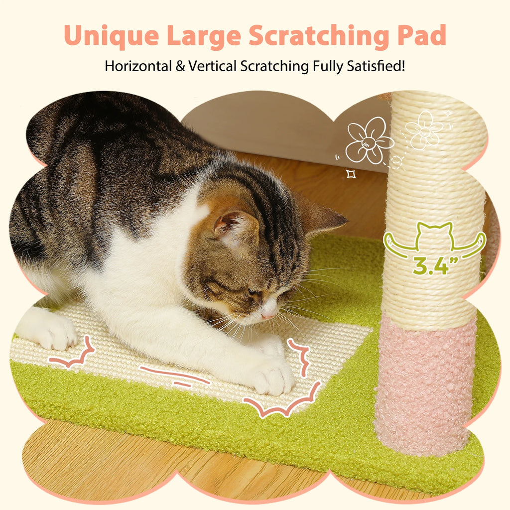 Árbol Rascador Multinivel para Gatos con Postes Rascadores, Hamaca, Casita, Percha Espaciosa y Bolas Colgantes para Gatos de Interior